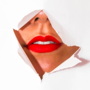 woman with red lips