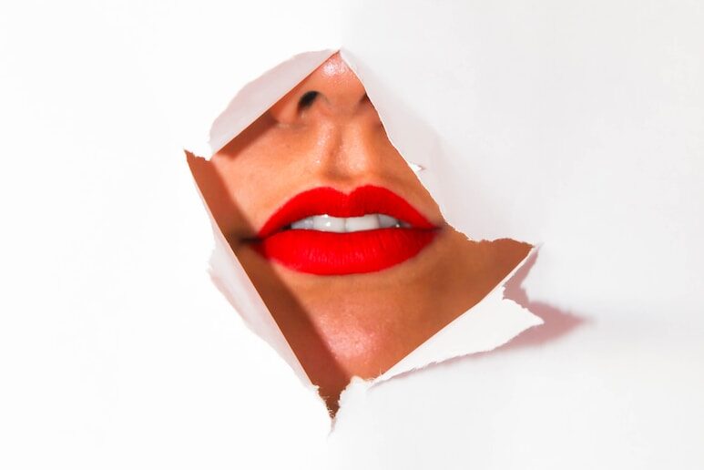 woman with red lips
